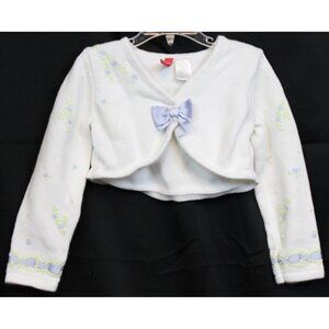 2004 Gymboree Petit Four White Cardigan Bolero Sweater sz 5 Easter Lavender Flow